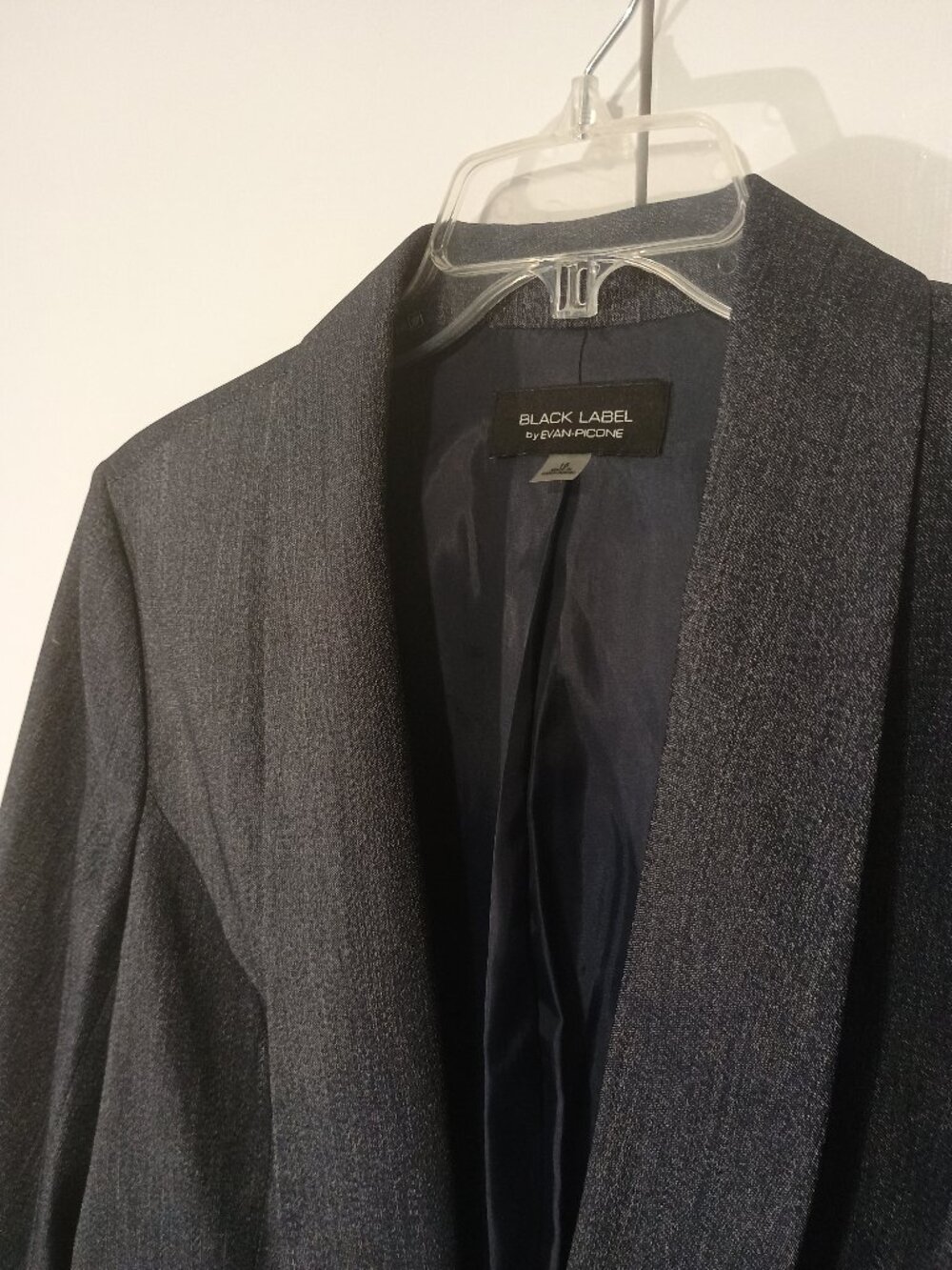 Black Label by Evan-Picone Size 18 Charcoal Gray Open Front Blazer Zip Pockets - Picture 4 of 6